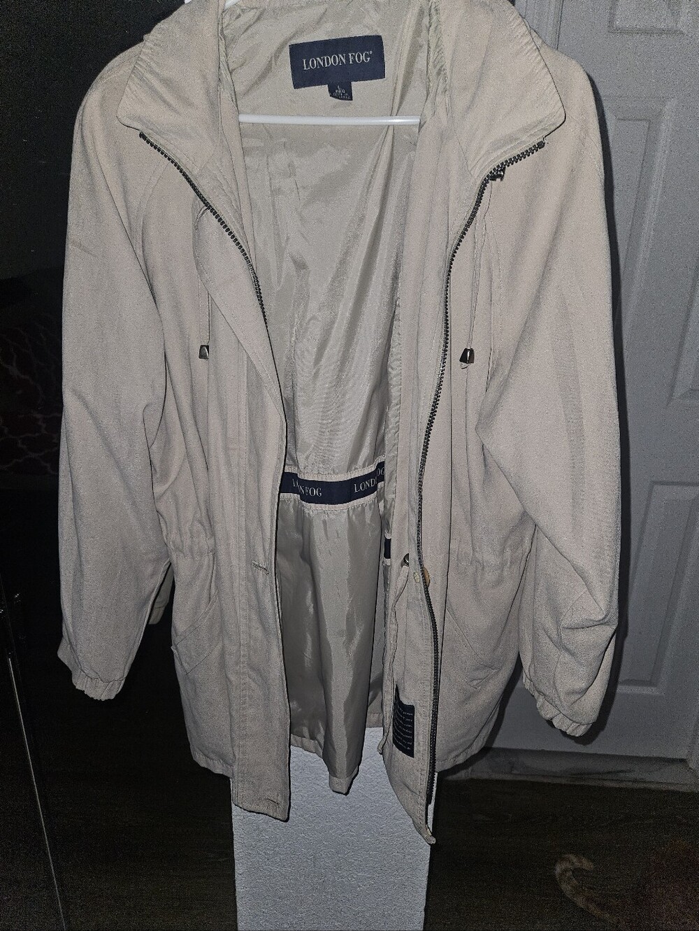London Fog Women's Hooded Lightweight Trench Coat - Cream Size L